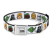 Star Wars Collier pour Chien avec Boucle de Ceinture en métal 6 Personnages Blanc 50,8 à 78,7 cm Largeur 3,8 cm