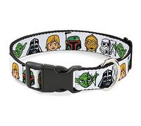 Star Wars Collier pour Chien avec Boucle en Plastique Motif 6 Personnages Blanc 33 à 43 cm Largeur 3,8 cm