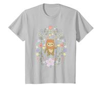 Star Wars Cute Ewok Spring Flowers Pastel Color Big Logo T-Shirt, Enfant, Argent, 10 Ans