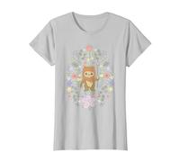 Star Wars Cute Ewok Spring Flowers Pastel Color Big Logo T-Shirt, Femme, Argent, XS