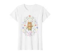 Star Wars Cute Ewok Spring Flowers Pastel Color Big Logo T-Shirt, Femme, Blanc, S