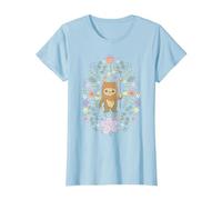 Star Wars Cute Ewok Spring Flowers Pastel Color Big Logo T-Shirt, Femme, Bleu Céleste, XS
