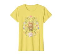 Star Wars Cute Ewok Spring Flowers Pastel Color Big Logo T-Shirt, Femme, Citron, XS