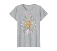 Star Wars Cute Ewok Spring Flowers Pastel Color Big Logo T-Shirt, Femme, Gris Chiné, S