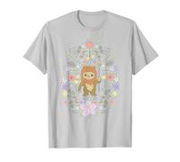 Star Wars Cute Ewok Spring Flowers Pastel Color Big Logo T-Shirt, Homme, Argent, M