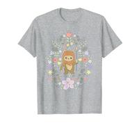 Star Wars Cute Ewok Spring Flowers Pastel Color Big Logo T-Shirt, Homme, Gris Chiné, S