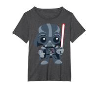 Star Wars Dark Vador Cute Cartoon T-Shirt, Femme Grandes Tailles, Chiné Foncé, 4X