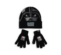 Star Wars Dark Vador Ensemble bonnet et gants noirs pour garçons | Accessoires d'hiver chauds pour enfants | Produit pour fans de personnages de film