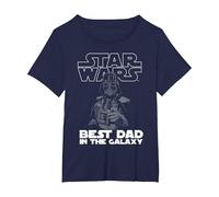 Star Wars Darth Vader Best Dad in The Galaxy Papa Père T-Shirt, Femme Grandes Tailles, Bleu Marine, 1X