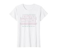 Star Wars Darth Vader May The Force Be with You Poster T-Shirt, Femme, Blanc, L