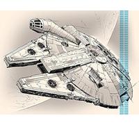 Star Wars Episode VII (Millennium Falcon Pencil Art) 60 x 80 cm Toile Imprimée