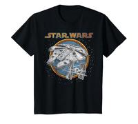 Star Wars Faucon Millenium & TIE Fighter in The Stars Logo T-Shirt, Enfant, Noir, 6 Ans