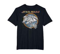 Star Wars Faucon Millenium & TIE Fighter in The Stars Logo T-Shirt, Homme Grandes Tailles, Noir, 5X Tall