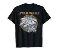 Star Wars Faucon Millenium & TIE Fighter in The Stars Logo T-Shirt, Homme, Noir, L