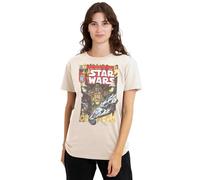 Star Wars Flea Market Retro Comic Cover Ladies T Shirt, Natural, Naturel, L Femme
