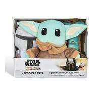 Star Wars for Pets The Mandalorian Coffret cadeau 3 pièces pour chiens, comprend une peluche mandalorienne de 22,9 cm, une peluche GROGU de 22,9 cm et un jouet en forme d'os Oxford avec impression