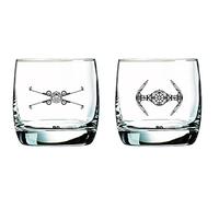 Star Wars Glass Set - X-Wing & TIE Fighter - Collectible Gift Set of 2 Glasses - 10 oz Capacity - Classic Design - Heavy Base