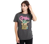 Star Wars Grogu Bubble Ladies T Shirt, Charcoal, Charbon, S Femme