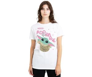 Star Wars Grogu Mood Adorable Ladies T Shirt, White, Blanc, M Femme