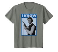 Star Wars Han Solo Iconic Unscripted I Know T-Shirt, Enfant, Vert Kaki chiné, 4 Ans