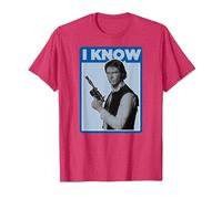 Star Wars Han Solo Iconic Unscripted I Know T-Shirt, Homme, Rouge Chiné, M