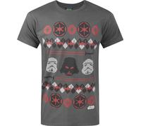 Star Wars Herren Darth Vader Fair Isle Christmas T-Shirt NS4036 (S) (Anthrazit)