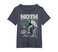 Star Wars Hoth The Ice Planet Retro Comic T-Shirt, Femme Grandes Tailles, Bleu Chiné, 1X