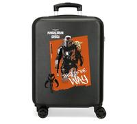 Star Wars Joumma Mandalorian et Grogu Valise Cabine Noire 38 x 55 x 20 cm, Serrure à Combinaison latérale Rigide en ABS 35L 2.5kg, Bagage à Main à 4 Roues Doubles