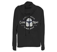 STAR WARS Junior's Wars Clone Army Emblem Women's Long Sleeve Cowl Neck Pullover, Black, 3X-Large