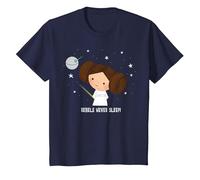 Star Wars Kawaii Princess Leia Rebels Never Sleep T-Shirt, Enfant, Bleu Marine, 4 Ans