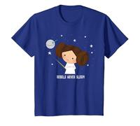 Star Wars Kawaii Princess Leia Rebels Never Sleep T-Shirt, Enfant, Bleu Royal, 4 Ans