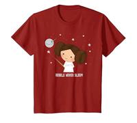 Star Wars Kawaii Princess Leia Rebels Never Sleep T-Shirt, Enfant, Canneberge, 4 Ans