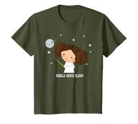 Star Wars Kawaii Princess Leia Rebels Never Sleep T-Shirt, Enfant, Olive, 4 Ans