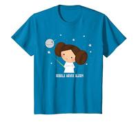 Star Wars Kawaii Princess Leia Rebels Never Sleep T-Shirt, Enfant, Saphir, 4 Ans