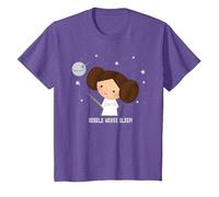 Star Wars Kawaii Princess Leia Rebels Never Sleep T-Shirt, Enfant, Violet Chiné, 4 Ans