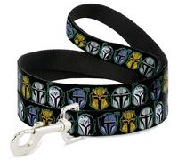 Star Wars Laisse pour chien Motif casque Mandalorien Noir Multicolore 1,2 m de long 1,3 cm de large