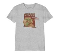 Star Wars Legend Icon Officiel imprimé T-Shirt pour Garçon Col Ras du Cou Manches Courtes Coton Coupe régulière,Grogu The Force in WaysTaille 10 Ans,Gris Melange