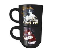 Star Wars Lot de 2 mugs empilables Motif Han et Leia Bleu
