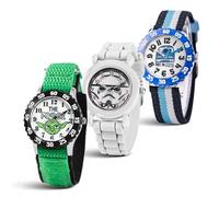 Star Wars Lot de 3 Montres pour Enfants de 4 à 7 Ans - Cadran R2-D2 Design Stormtrooper et Dark Vader - Lunettes Noires, Bleues et Blanches avec Bracelets en Nylon et Silicone