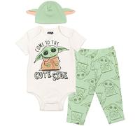 Star Wars Mandalorian Baby Yoda Baby Boys 3 Piece Outfit Set: Bodysuit Pants Hat 3-6 Months