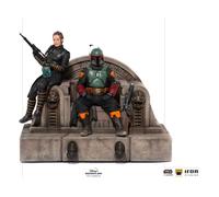 STAR WARS Mandalorian Boba Fett & Fennec on Throne 1/10 Statue Iron Studios