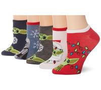 STAR WARS Mandalorian Holiday Lot de 5 paires de chaussettes invisibles pour femme, Rouge Sherbet, 9-11