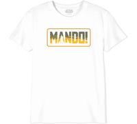 Star Wars « Mandalorian - Mando Logo » BOSWMANTS064 T-Shirt Garçon, Blanc, Taille 10 Ans