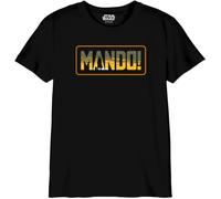 Star Wars « Mandalorian - Mando Logo » BOSWMANTS064 T-Shirt Garçon, Noir, Taille 10 Ans