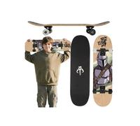 STAR WARS Mandalorian Skateboard en bois pour adolescents, 79 cm, grande planche antidérapante, stable jusqu'à 100 kg