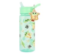 Star Wars Mando & Grogu Bouteille d'eau avec paille en polypropylène Vert 500 ml Porte-clés avec breloque Grogu