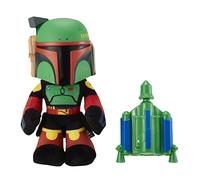 Star Wars Mattel Peluche Boba Fett 30 cm avec transformateur de voix et lance-roquette souple pneumatique, jouet pour enfant, HHW55