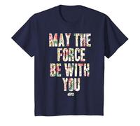 Star Wars May The Force Be with You Floral Pattern T-Shirt, Enfant, Bleu Marine, 3 Ans