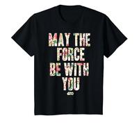Star Wars May The Force Be with You Floral Pattern T-Shirt, Enfant, Noir, 12 Ans