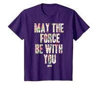 Star Wars May The Force Be with You Floral Pattern T-Shirt, Enfant, Violet, 8 Ans